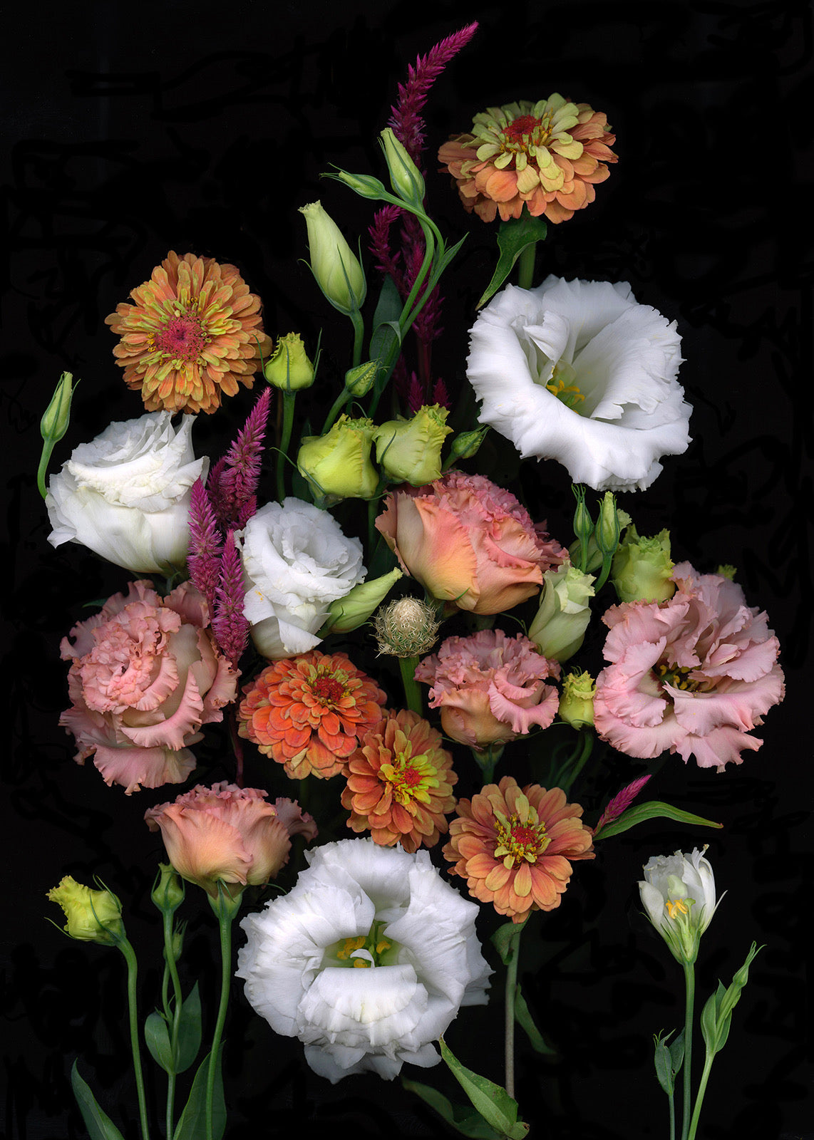 Lisianthus and Zinnias